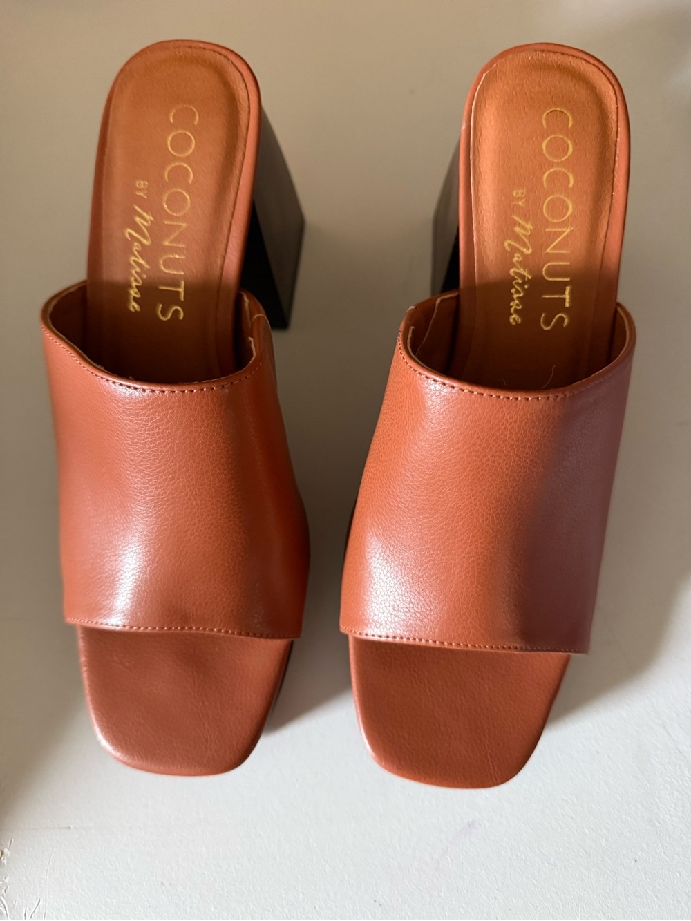 Coconuts by Matisse Rust Brown Slide Mule with Block Heel